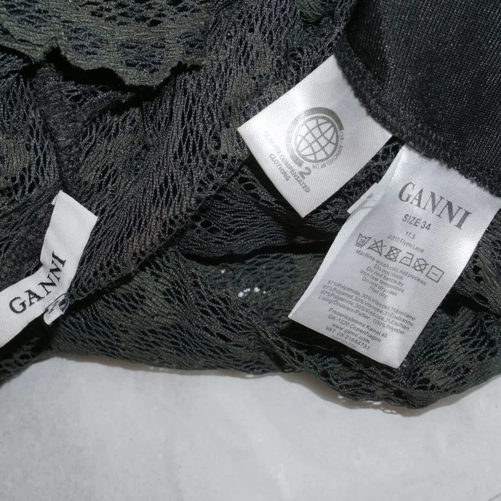 GANNI Flynn Lace Bodysuit size 34 US XS S  forest green  B-20 - Picture 9 of 9